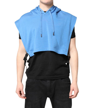 Dolce &amp; Gabbana Blue Cotton Hooded Men Sportswear One Size Vest