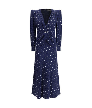 Alessandra Rich Blue Silk Cocktail Dress