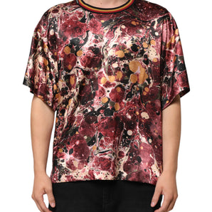 Dolce & Gabbana Multicolor Polyester Marble Print Oversize T-shirt