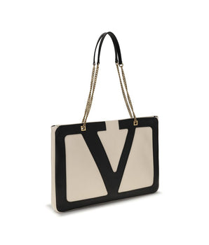 Valentino Garavani Cream Lamb Ovis Aries Aries Shoulder Bag