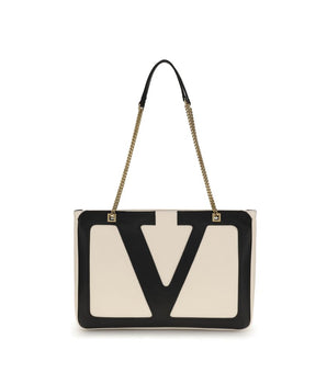 Valentino Garavani Cream Calf Leather Bos Taurus Shoulder Bag