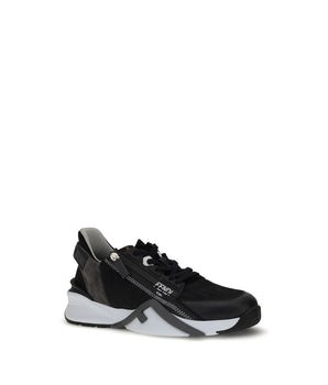 Fendi Gray Calf Leather Bos Taurus Athletic Sneakers