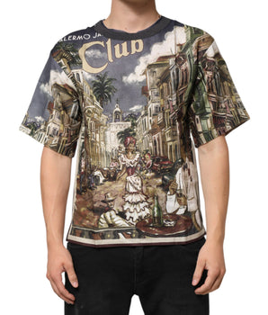 Dolce &amp; Gabbana Palermo Jazz Club Linen Crew Neck Men T-shirt