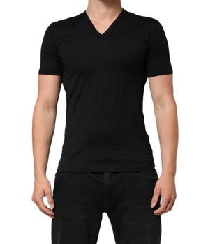 Men's Dolce &amp; Gabbana Black Cotton Plain T-shirt