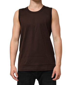 Dolce &amp; Gabbana Brown Cotton Sleeveless Underwear Men Tank Top