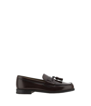 Prada Brown Calf Leather Bos Taurus Slip-On Loafers