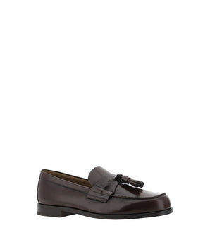 Prada Brown Calf Leather Bos Taurus Slip-On Loafers