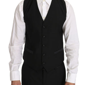 Dolce &amp; Gabbana Elegante chaleco formal negro de corte entallado