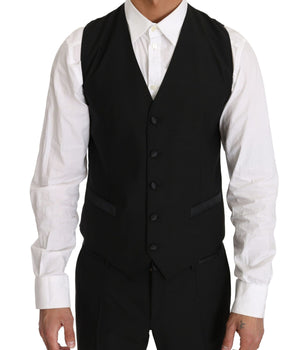 Dolce & Gabbana Sleek Black Slim Fit Formal Vest Dolce & Gabbana 