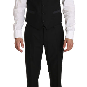 Dolce &amp; Gabbana Elegante chaleco formal negro de corte entallado