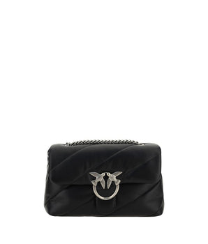 PINKO Black Calf Leather Bos Taurus Shoulder Bag