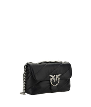 PINKO Black Calf Leather Bos Taurus Shoulder Bag