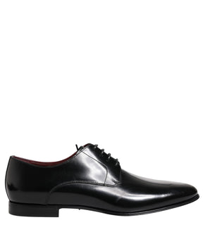Dolce &amp; Gabbana Men Dress Black Calfskin Leather Derby Shoes