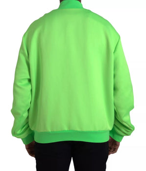 Dolce &amp; Gabbana Neon Green Polyester Long Sleeves Men Bomber Jacket