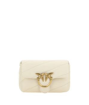 PINKO White Calf Leather Bos Taurus Shoulder Bag