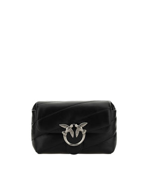PINKO Black Calf Leather Bos Taurus Shoulder Bag