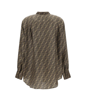 Fendi Brown Silk Pattern Shirt