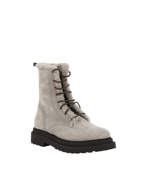 Brunello Cucinelli Gray Rubber Lace-Up Boots