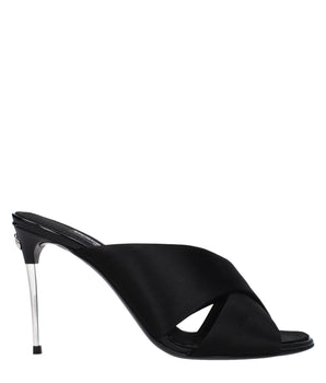 Dolce & Gabbana Black Satin Stiletto Heel Sandals