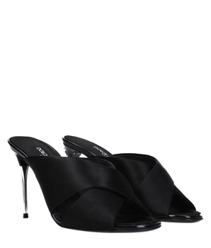 Dolce & Gabbana Black Satin Stiletto Heel Sandals
