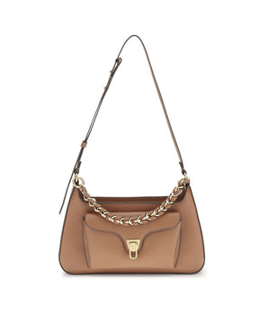 Coccinelle Beige Calf Leather Bos Taurus Shoulder Bag