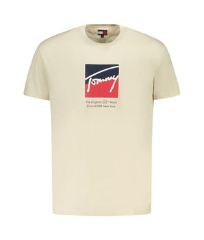 Tommy Hilfiger Beige Cotton Men T-Shirt