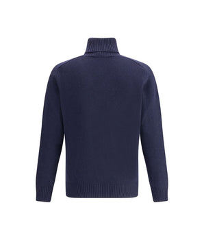 Brooksfield Blue Fleece Wool Turtleneck