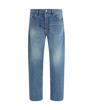 Saint Laurent Blue Cotton Straight-Leg Jeans