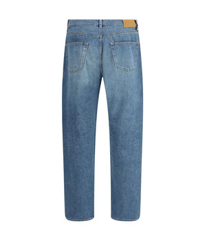 Saint Laurent Blue Cotton Straight-Leg Jeans