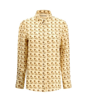 Valentino Beige Silk Pattern Shirt