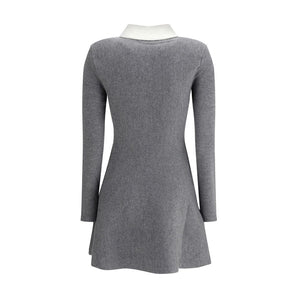 Self-Portrait Mini knit Dress with crochet floral collar