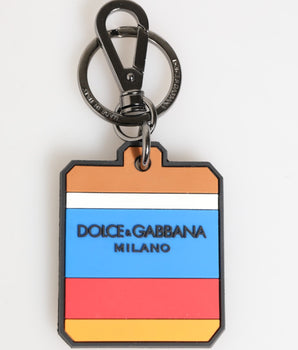Dolce &amp; Gabbana Multicolor DG Rubber Logo Silver Men's Keychain Keyring