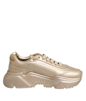 Dolce & Gabbana Gold Leather Daymaster Women Sneaker Shoes