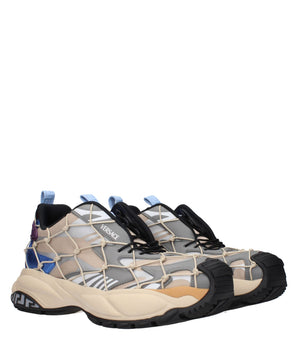 Versace Beige Fabric Sneakers