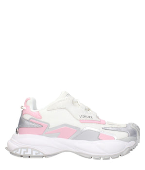 Versace White Fabric Chunky Sneakers