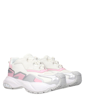 Versace White Fabric Chunky Sneakers