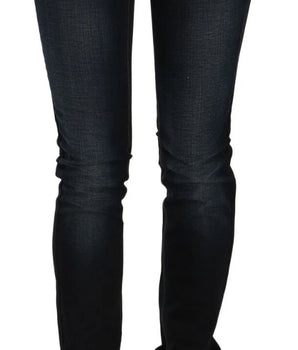 John Galliano Dark Blue Mid Waist Slim Fit Denim Casual Pants Jeans