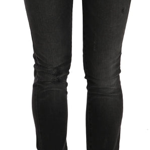 John Galliano Black Washed Low Waist Slim Fit Skinny Denim Pants Jeans