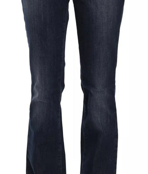 John Galliano Blue Washed Mid Waist Flared Denim Casual Pants Jeans