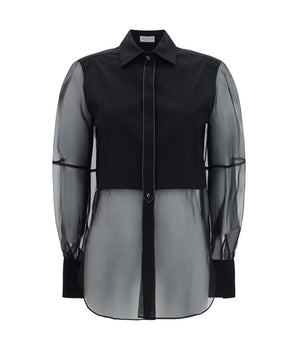 Brunello Cucinelli Black Cotton Pattern Shirt