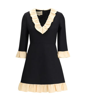 Valentino Black Fleece Wool Cocktail Dress