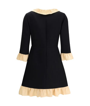 Valentino Black Fleece Wool Cocktail Dress