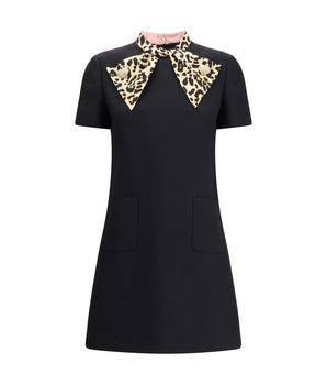 Valentino Black Fleece Wool Casual Dress