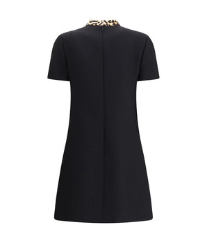 Valentino Black Fleece Wool Casual Dress