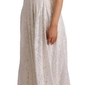 Dolce & Gabbana White Flower Lace Corsage Long Maxi Dress
