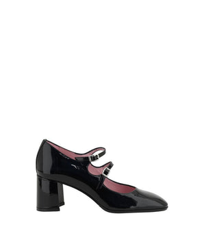 Carel Paris Black Calf Leather Bos Taurus Mid Heel Pumps