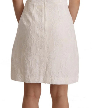Dolce &amp; Gabbana White Floral Sleeveless Sheath Mini Dress