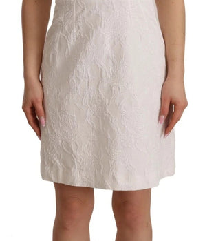 Dolce &amp; Gabbana White Floral Sleeveless Sheath Mini Dress