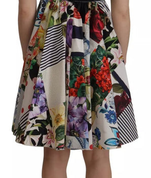 Dolce &amp; Gabbana Multicolor Poplin Floral Mini Flared Dress