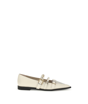 PINKO Cream Leather Ballet Flats